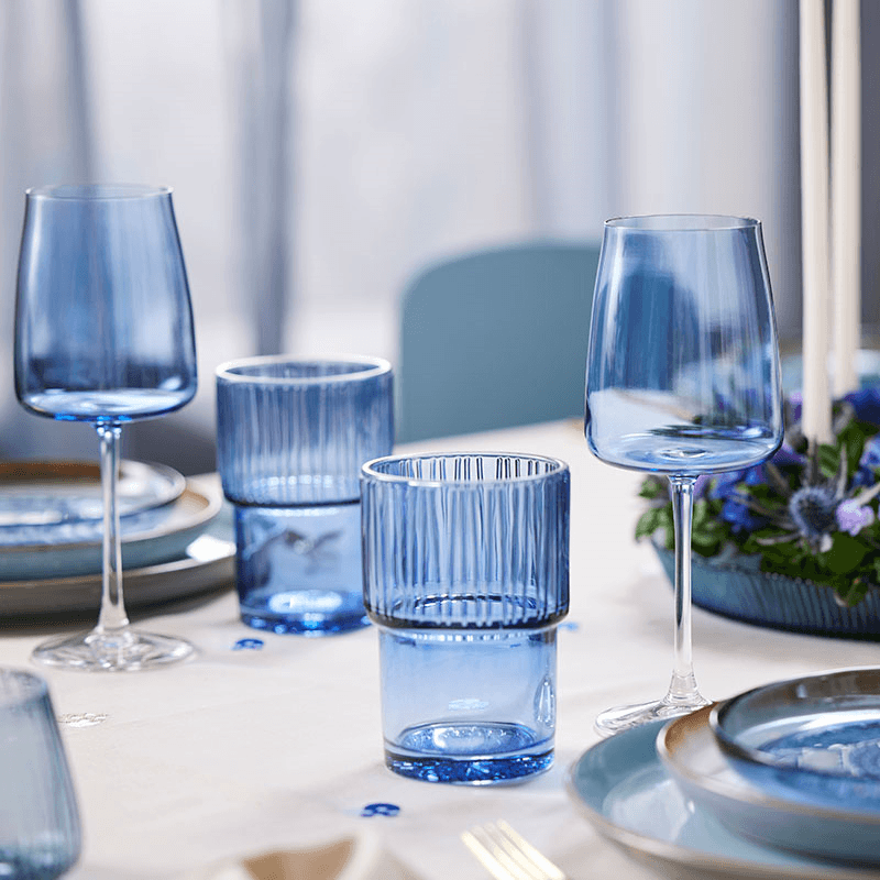 Kusintha Set of 4 Cafe Glasses, 380ml, Blue