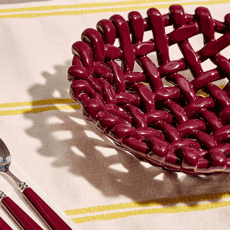 Juicy Basketweave Bowl, D39cm, Burgundy