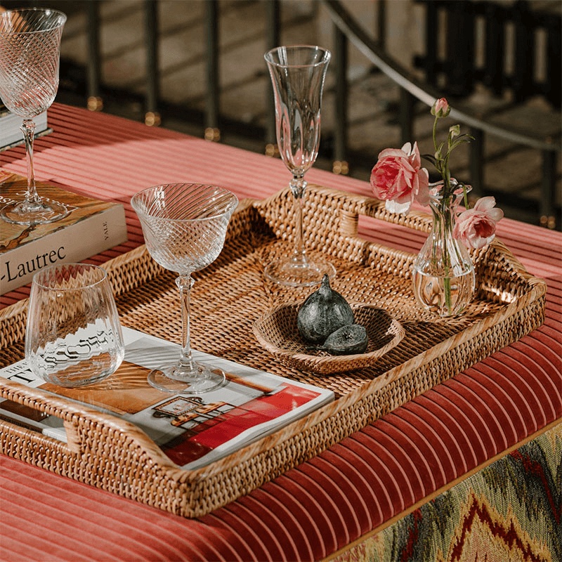 Rattan Serving Trays, Medium, Natural