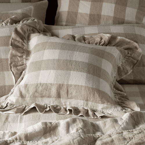 Image showing the Gracie Gingham Cushion Cover, 50 x 50cm, Natural product.
