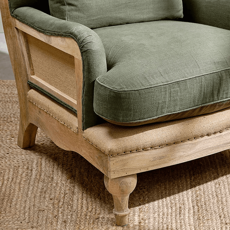 Abe Linen Armchair, Olive