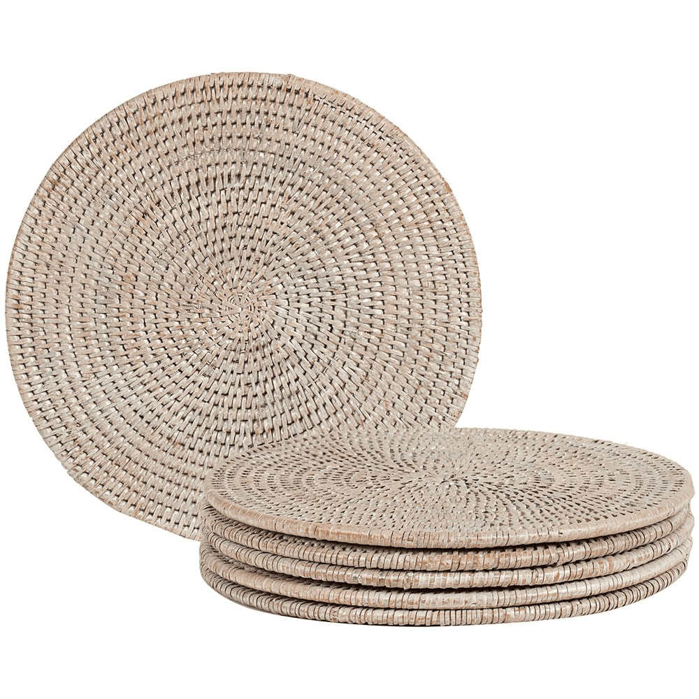 Ashcroft Set of 6 round placemats, D29cm, Rattan