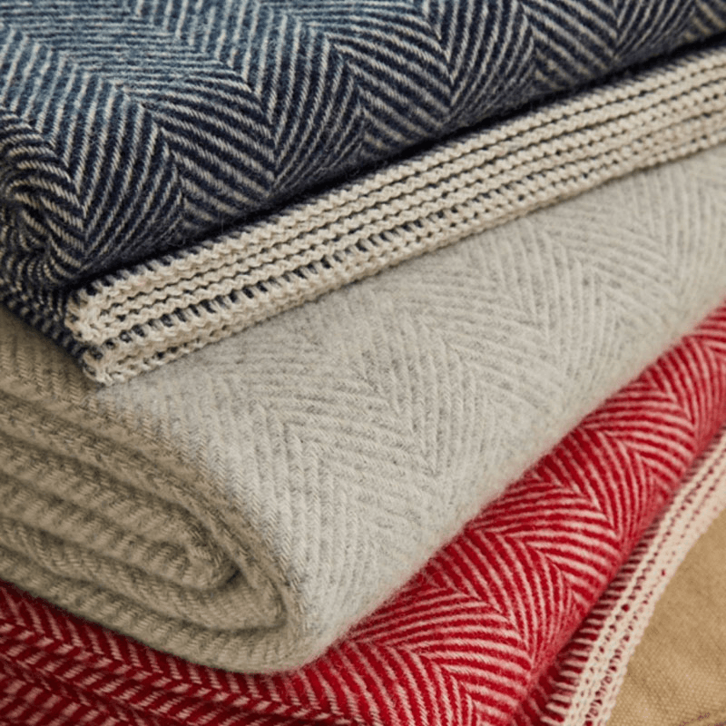 Fishbone Pure New Wool Throw, 140 x 200cm, Silver Grey