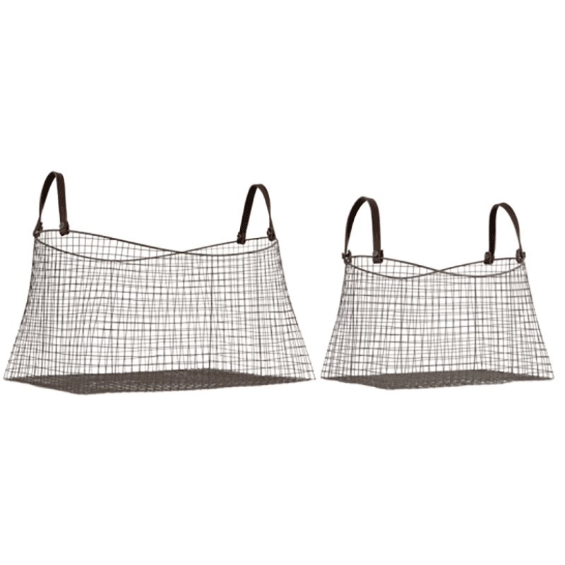 Adah Set of 2 Iron Baskets, Brown
