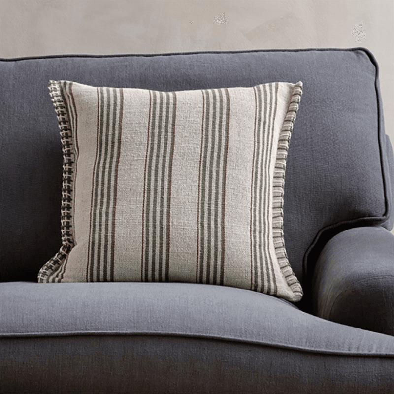 Kaia Jute & Cotton Cushion Cover, 50 x 50cm, Moss Green & Rust