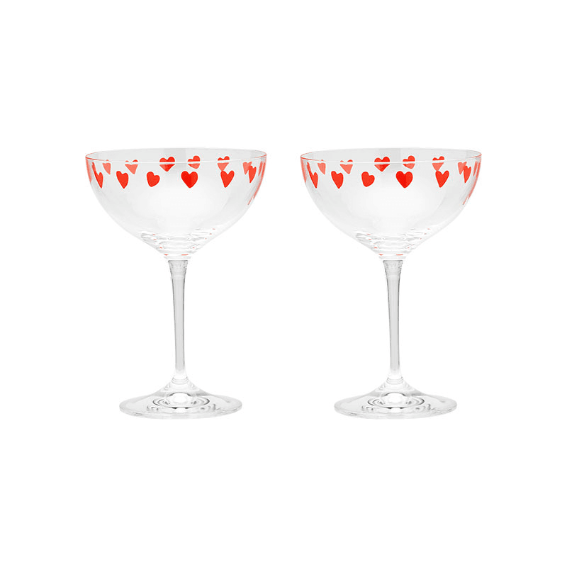 Classic Love Set of 2 Champagne Glasses, Red