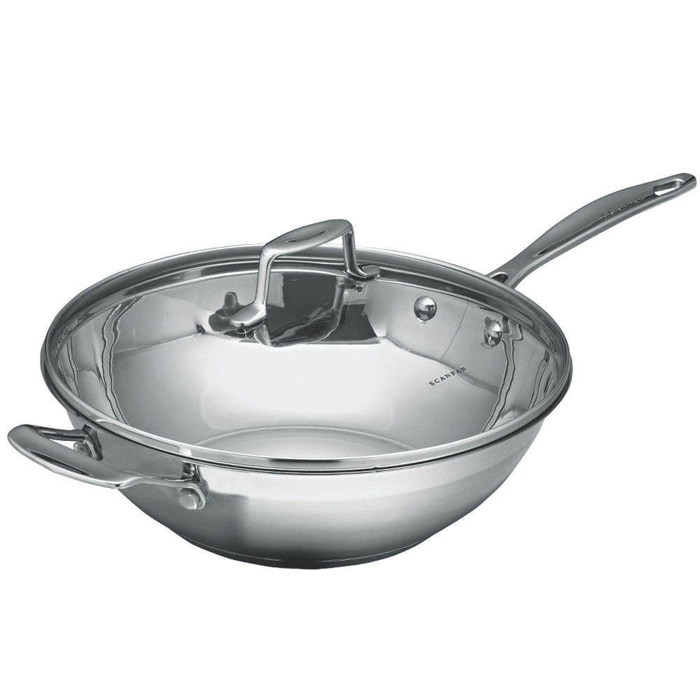 Impact Wok with glass lid, 32cm, stainless steel