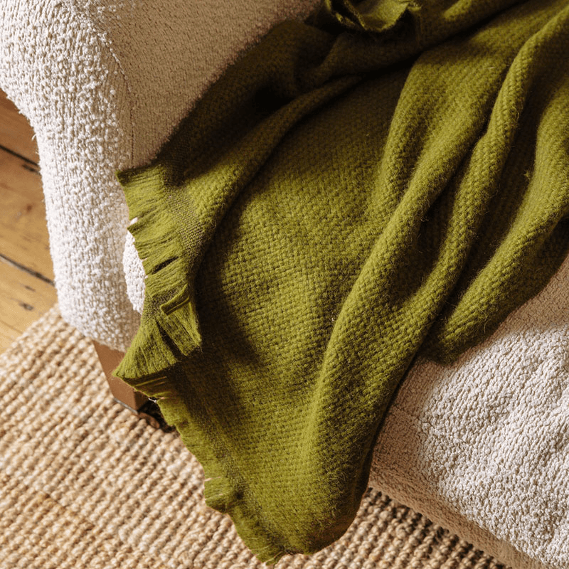 Alpaca Basketweave Throw, 130 x 180cm, Fern