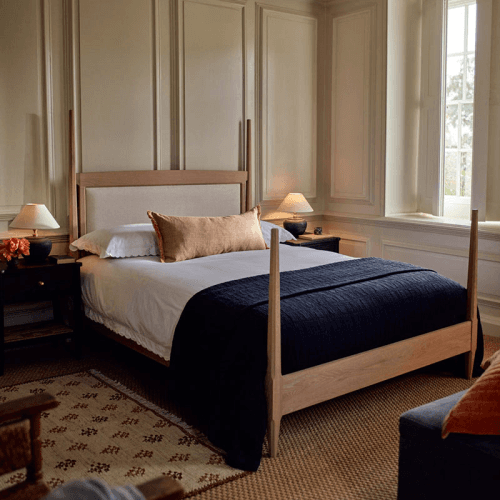 Image showing the Walton Four Poster King Size Bed, Hugo Pale Oat product.
