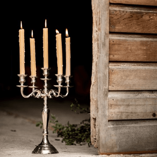 Classic 5 arm candelabra, 38cm, Aluminium And Nickel