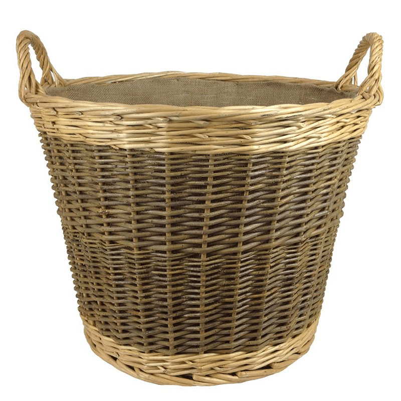 Buff & Unpeeled Willow Round Log Basket, 50x38cm, Natural
