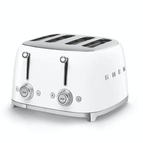 Image showing the 50's Retro 4 slice toaster - 4 slot, White product.
