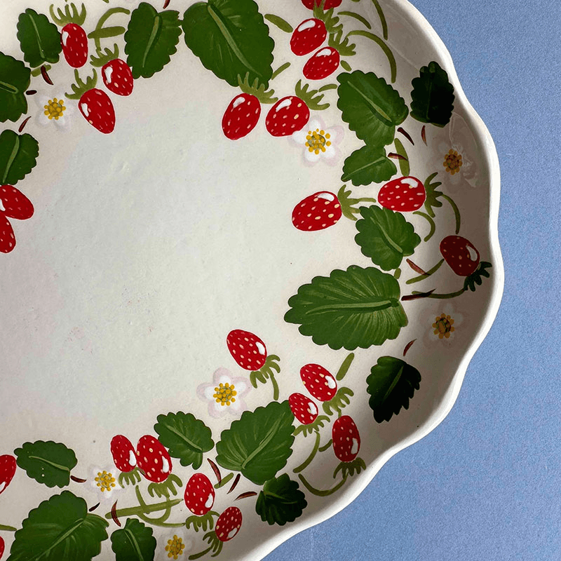 Minnie-Mae Studio Woodland Strawberry Serving Platter, 27cm x 21cm, Multi