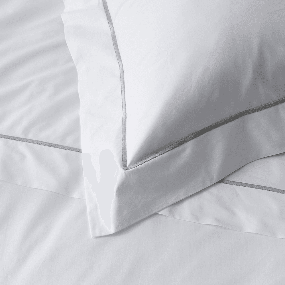 Savoy - 400 Thread Count Egyptian Cotton Oxford pillowcase, 50 x 75cm, White/Silver