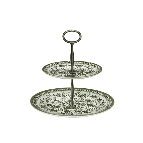 Image showing the Regal Peacock 2 Tier Cake Stand, H24 x W26.5 x D26.5cm, Green product.