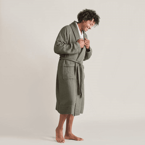 Image showing the The Dream Cotton Robe, Medium, Moss product.