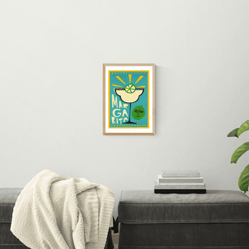 Image showing the Fox and Velvet Margarita Art Print, H44 x W32cm, Turquoise product.