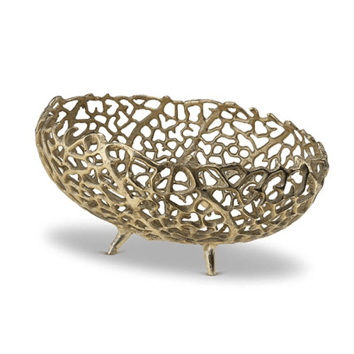Image showing the Coral Basket, H13.5 x W19 x L30cm, Gold product.