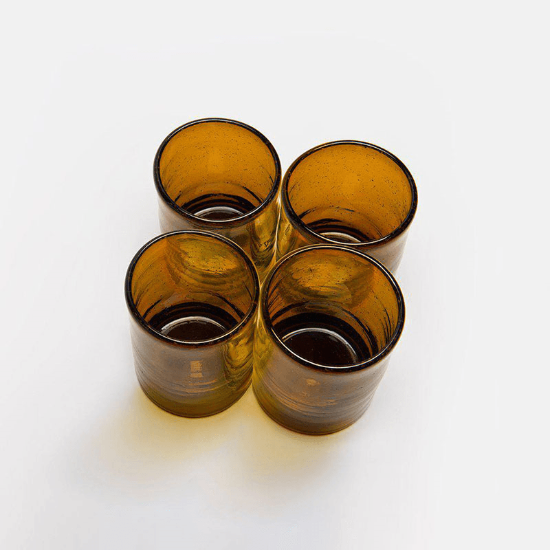 Zomi Set of 4 Tumblers, H10.5cm, Amber