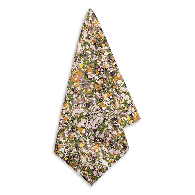 S&B Marble Napkin, 50cm x 50cm, Green, Rose Pink & Orange