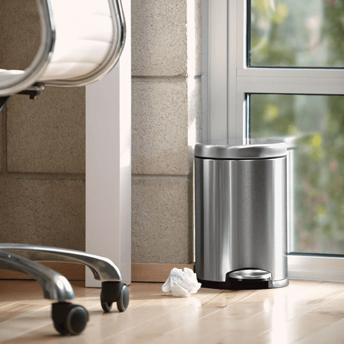 Image showing the Round Pedal Bin, 4.5L, Brushed Stainless Steel product.