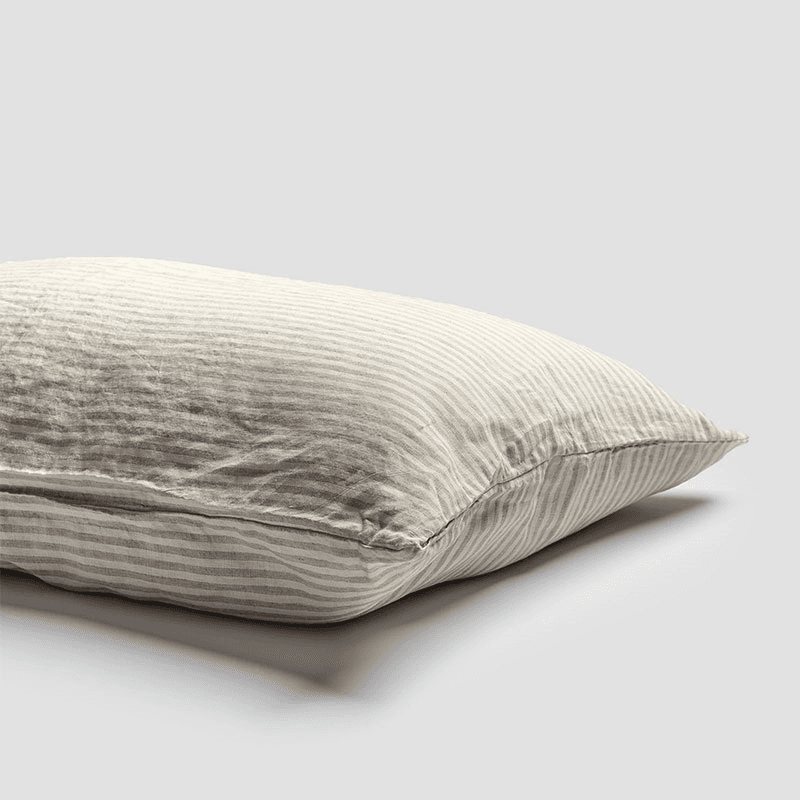 Stripe Linen Blend Pillowcase Pair, Standard, Oatmeal