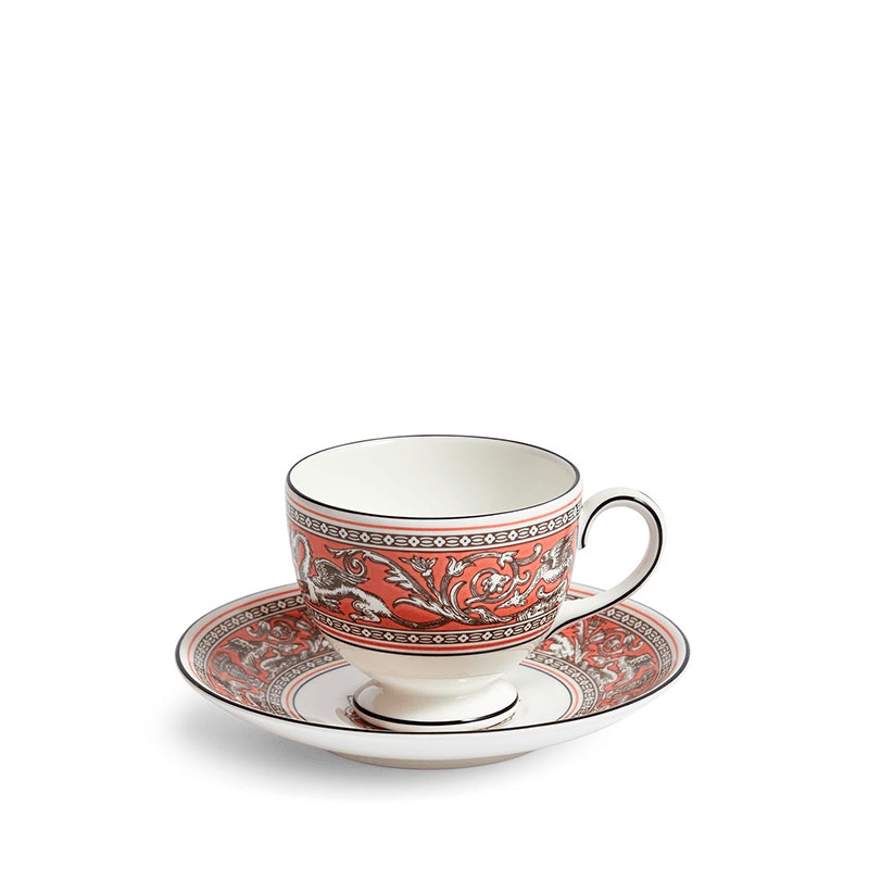 Florentine Teacup and Saucer, 174ml, Salmon