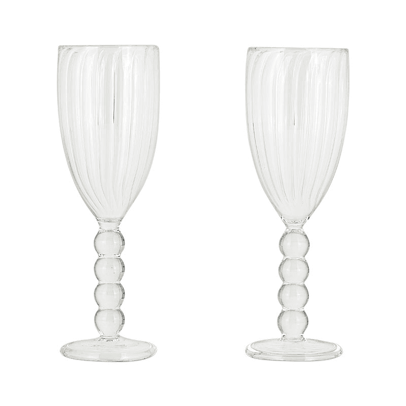 Santosa Set of 2 Champagne Flutes, Clear
