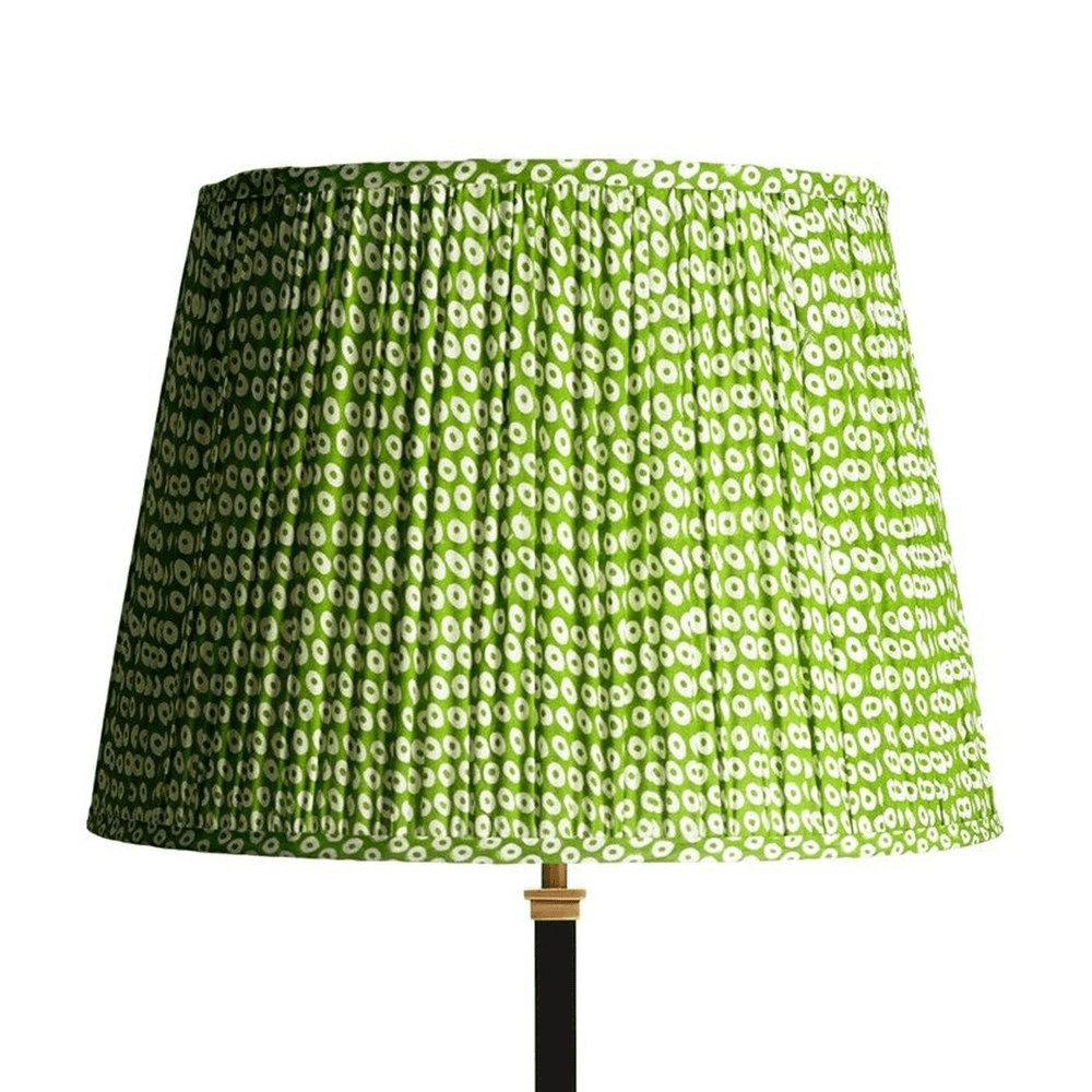 Straight empire Shade, 40cm, green block printed cotton