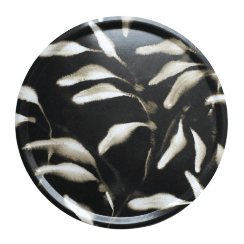 Image showing the Amongst Round Large Birchwood Tray, D45cm, Gold Black product.