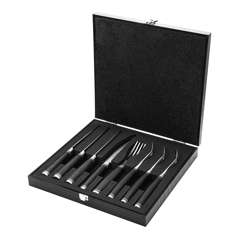 Katana Saya Pakkawood 8 Pce Steak Knife & Fork Set