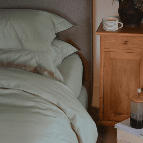 Image showing the Edged Sateen  Duvet Cover, Superking, Sage Green product.
