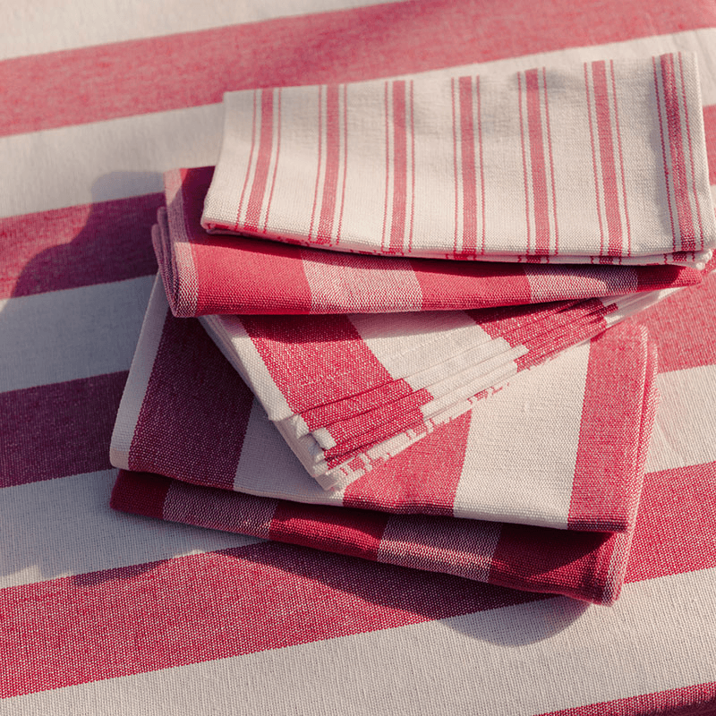 Stripe Set of 6 Napkins, W45 x L45cm, Punch Pink