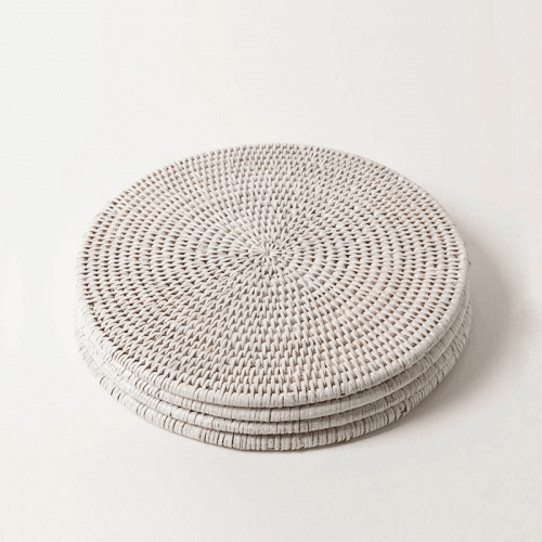 Image showing the Placemats, Latha, Rattan, White, Set of 4 product.