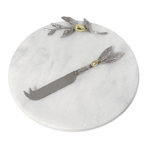 Image showing the Olive Cheeseboard & Knife Set, D25cm, Marble product.