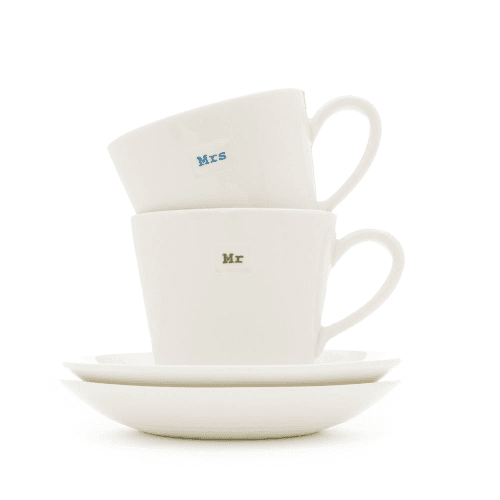 Image showing the 'Mr & Mrs' Set of 2 Espresso Cups, 70ml product.