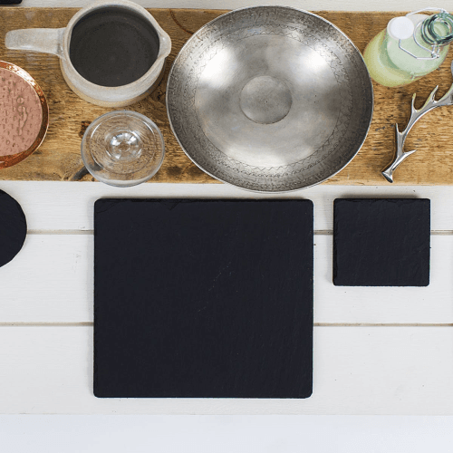 Image showing the Pair of square tablemats, 25cm, Slate product.