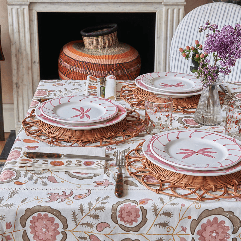 Simla Set of 4 Napkins, Pink and Brown