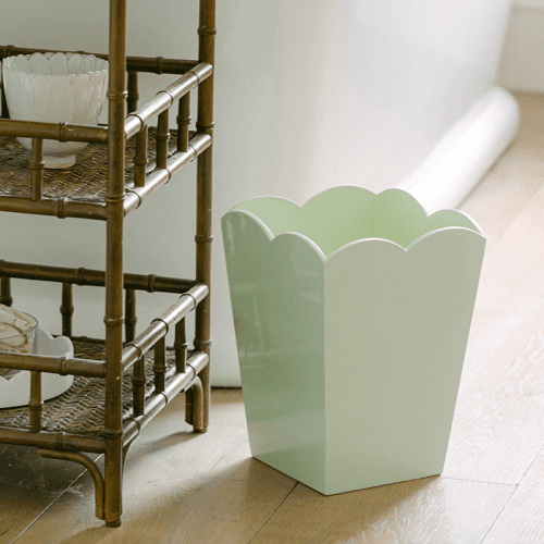 Image showing the Lacquered Scallop Bin, H30cm, Sage product.