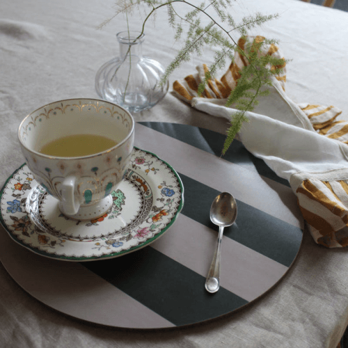 Image showing the Stripe Placemat, D28cm, Forest Green product.