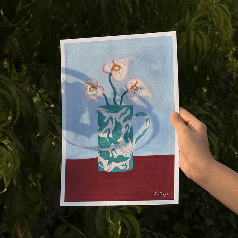 Herons Jug Print, A3, Teal