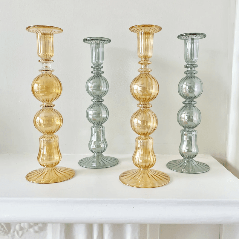 Ombo Candlestick, H24cm, Green