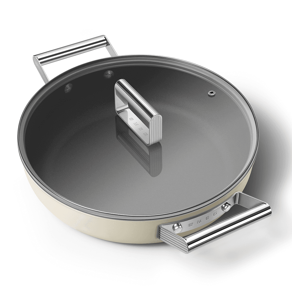 Deep Skillet Pan with Handles, 28cm, Cream