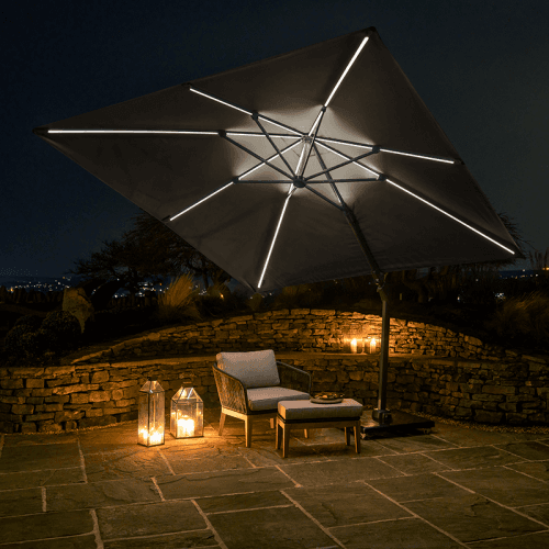 Image showing the Glow Challenger T2 Sqaure Parasol, 3m, Anthracite product.