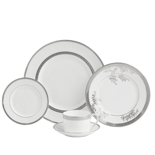 Image showing the Lace 10 Piece Dinnerware Set, Platinum product.