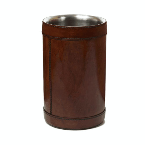 Image showing the Single wine cooler, H21 x D13.5cm, Tan Leather product.
