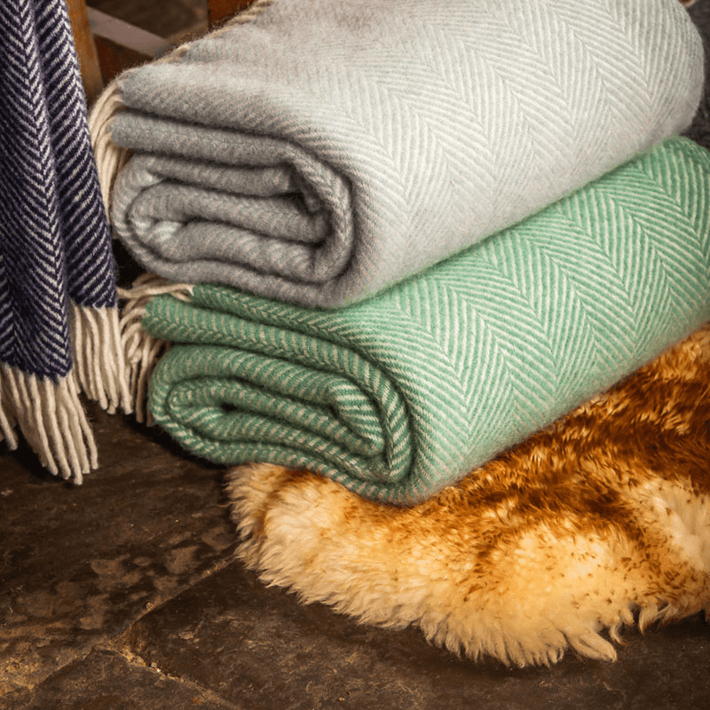 Fishbone Throw, 150 x 183cm, Seagreen