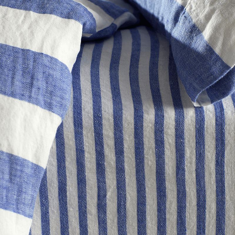 Cora Stripe Linen Duvet Cover, Double, Cobalt
