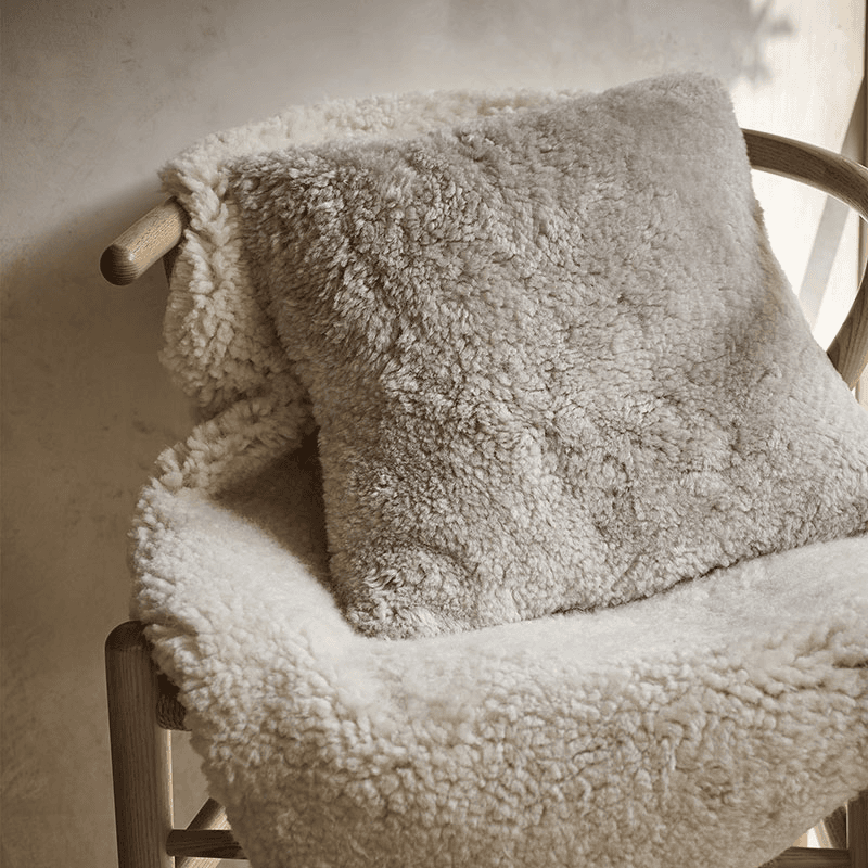 Curly Sheepskin Cushion, 40 x 40cm, Oatmeal