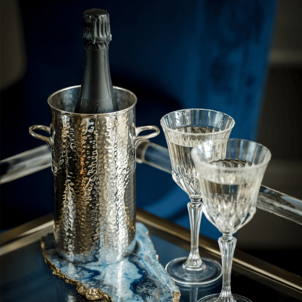 Palace Bottle holder tall, H21.1 x D11cm, Silver Plate, Stainless Steel And Brass